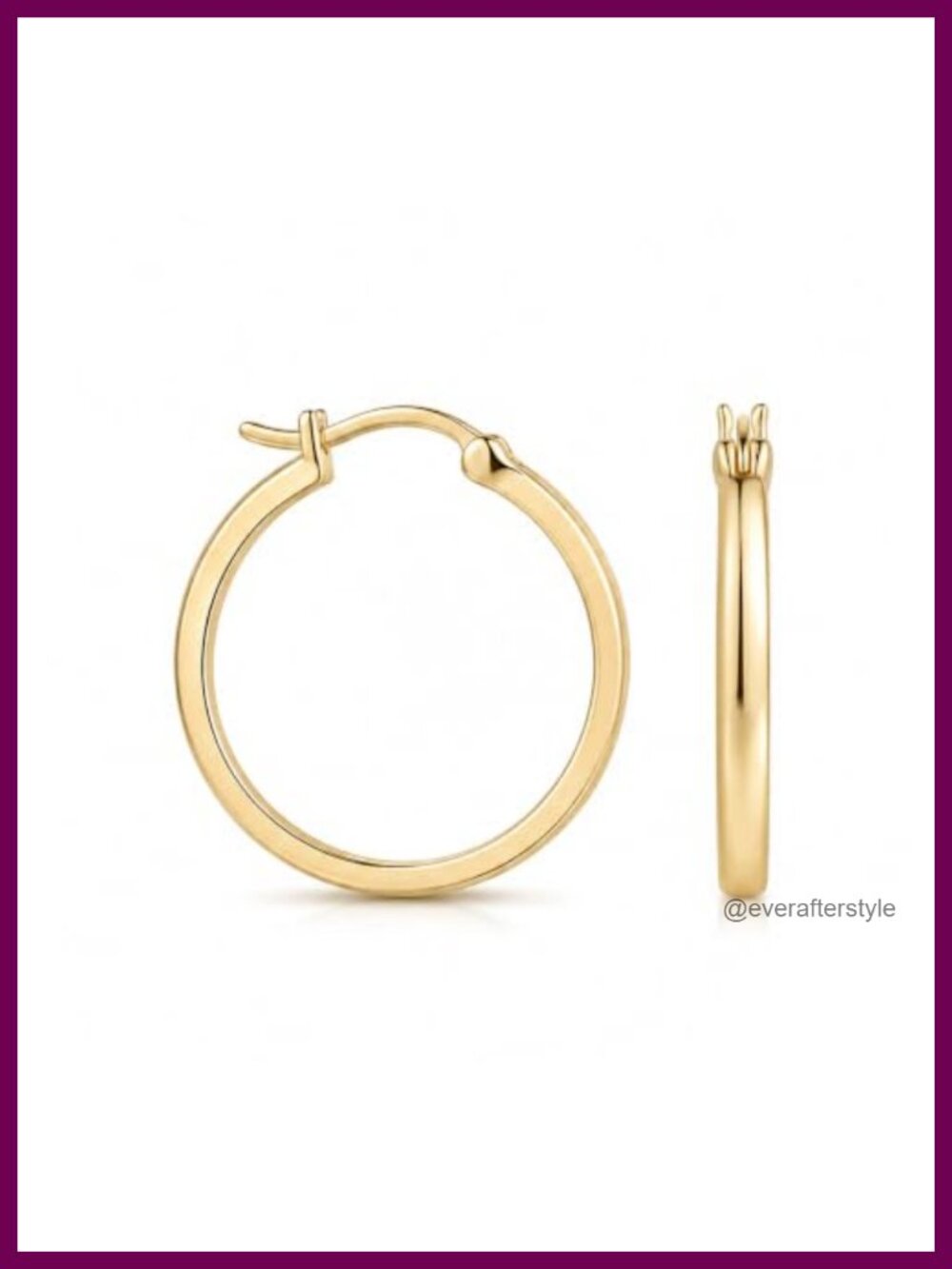 14K Gold Hoop Earrings for Women Lightweight Round Huggie Minimalist 20mm 25mm